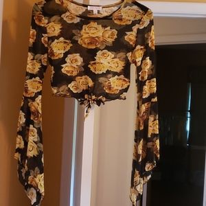 Long sleeve see through crop top